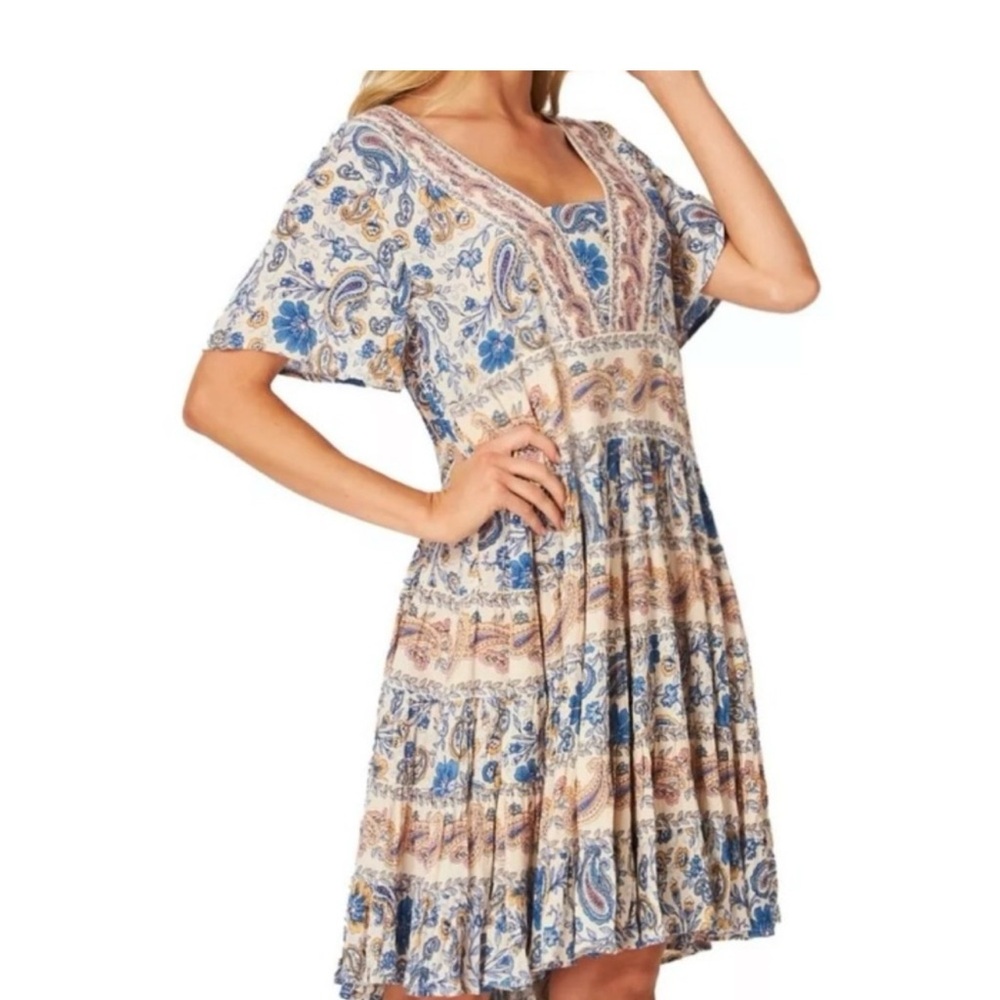 NWT Dress with paisley/floral print cut and placed in each banded tier